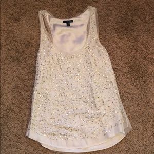 American Eagle cream sequin front tank, size 10